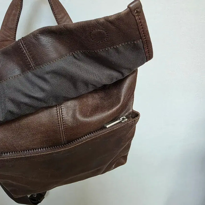[BUNJANG] Mandarina Duck Brown Leather Backpack / 만다리나덕 브라운 가죽 백팩