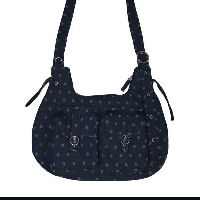 [BUNJANG] Uncommon Way Club Denim Dot Navy Pocket Bag / 언커먼웨이클럽 핸드메이드 빈티지 포켓백 denim dot navy