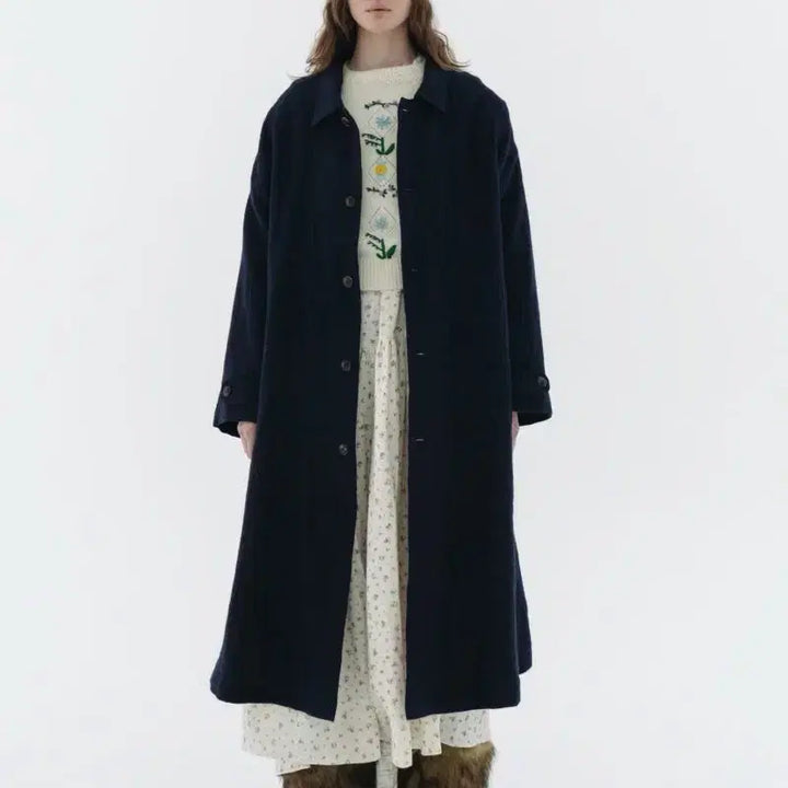 [BUNJANG] Via Plain Via Mas Wool Long Coat Navy / 비아플레인 Via Mas wool long coat 울 롱 코트 (새상품