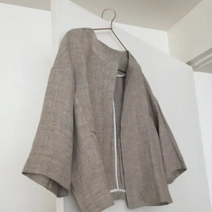 [BUNJANG] Linen Jacket Oatmeal Beige / 린넨 자켓 새상품