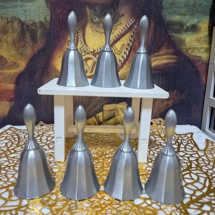 [BUNJANG] Antique Pewter Handbells Set of 7 / 앤틱 주석핸드벨 장식용 종 7개
