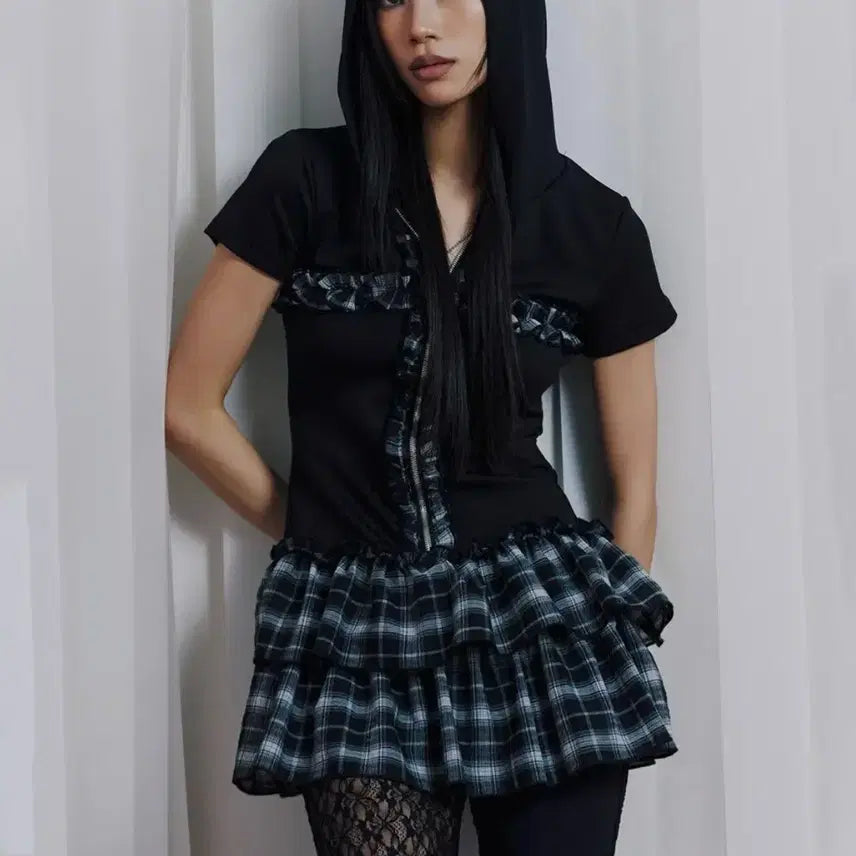 [BUNJANG] Ilio Black Ruffle Cross Dress / 일리오 Black ruffle cross dress