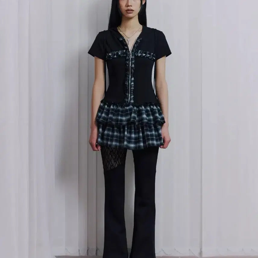 [BUNJANG] Ilio Black Ruffle Cross Dress / 일리오 Black ruffle cross dress
