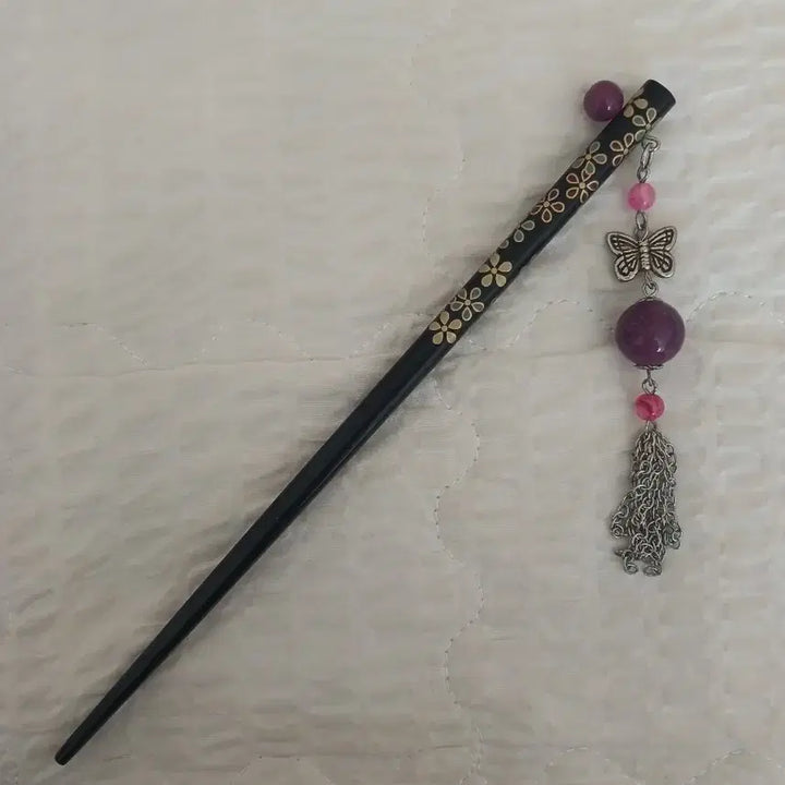[BUNJANG] Butterfly Tassel Floral Hairpin / 나비 태슬 꽃무늬 비녀