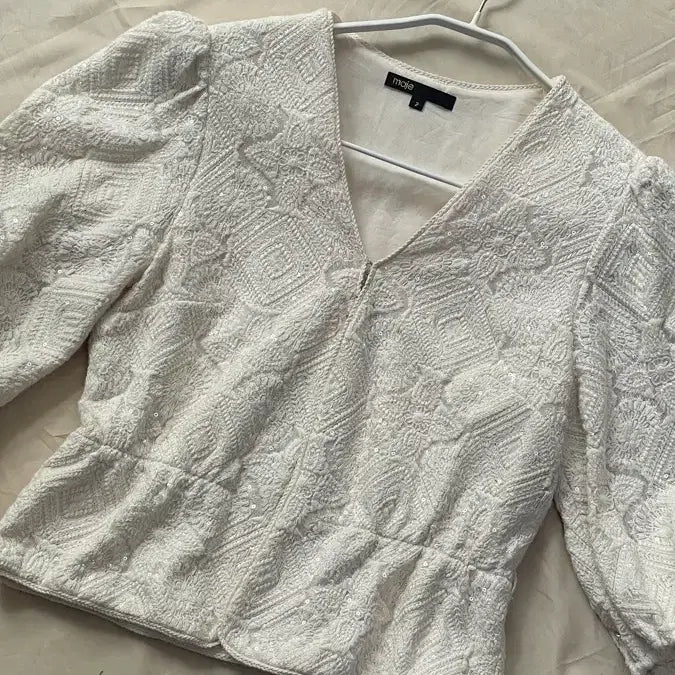 [BUNJANG] Maje Ecru Sequin Blouse / 마쥬 maje 에크루 스팽글 블라우스