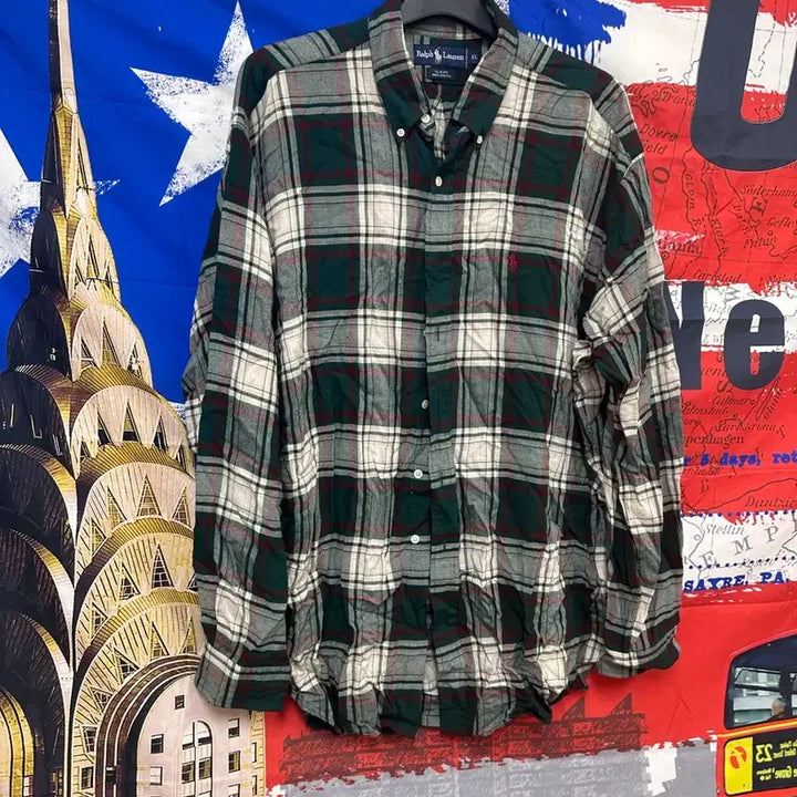 [BUNJANG] Polo Ralph Lauren Oversized Green Check Shirt 2XL (110) / 폴로 오버핏 그린 체크셔츠 2XL110