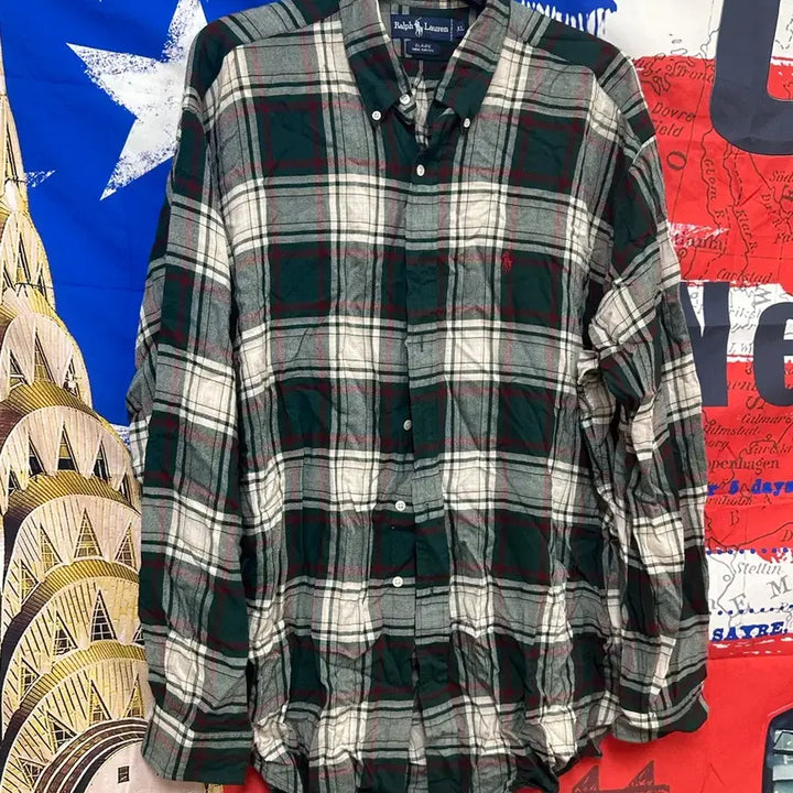 [BUNJANG] Polo Ralph Lauren Oversized Green Check Shirt 2XL (110) / 폴로 오버핏 그린 체크셔츠 2XL110