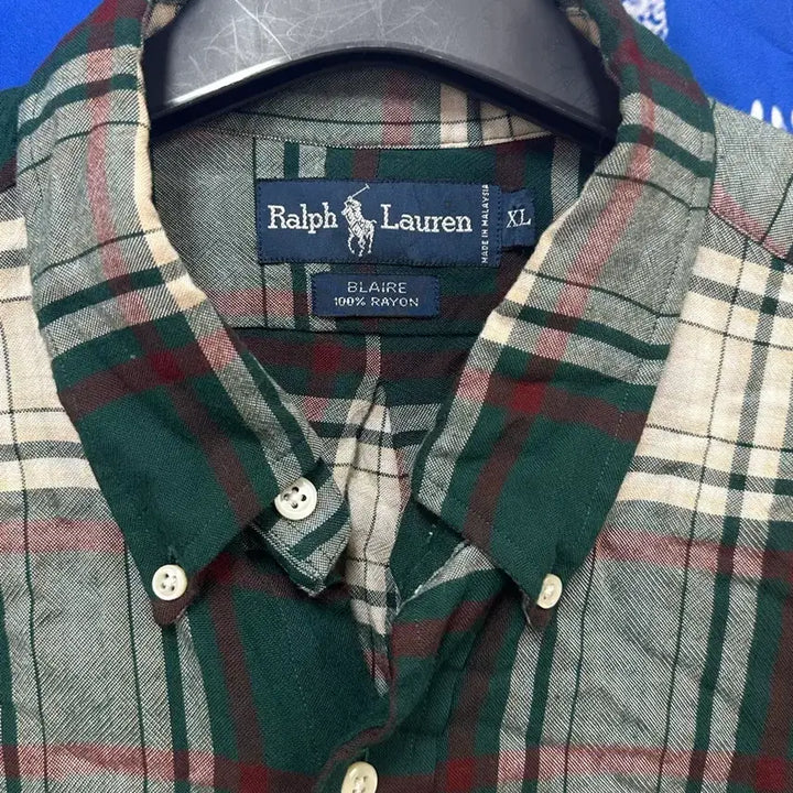 [BUNJANG] Polo Ralph Lauren Oversized Green Check Shirt 2XL (110) / 폴로 오버핏 그린 체크셔츠 2XL110
