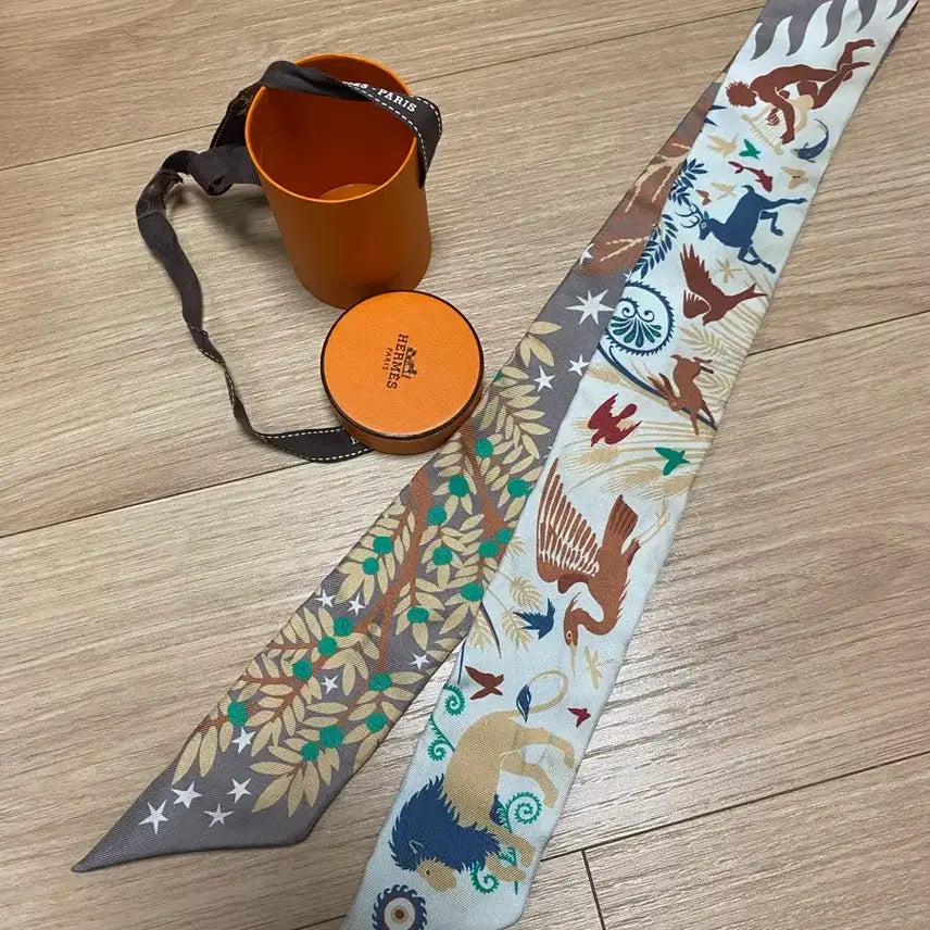 [BUNJANG] Hermès Orpheus Twilly Étoupe Silk Scarf / 에르메스 오르페우스 트윌리 에토프