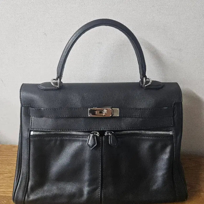 [BUNJANG] Leather Kelly Black Tote Bag / 소가죽 켈리 블랙 공황 토트백