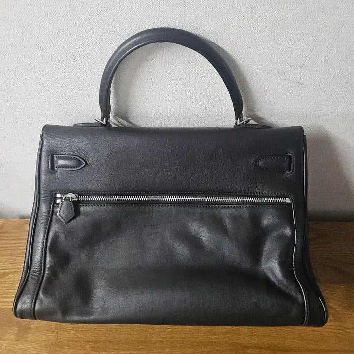 [BUNJANG] Leather Kelly Black Tote Bag / 소가죽 켈리 블랙 공황 토트백