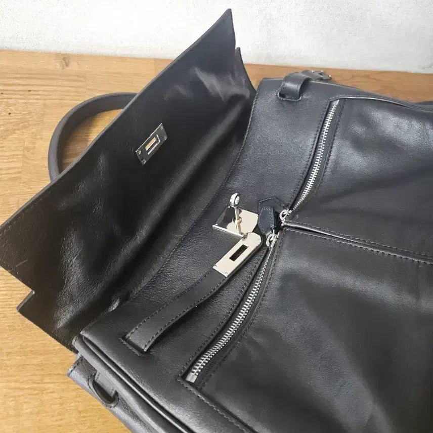 [BUNJANG] Leather Kelly Black Tote Bag / 소가죽 켈리 블랙 공황 토트백