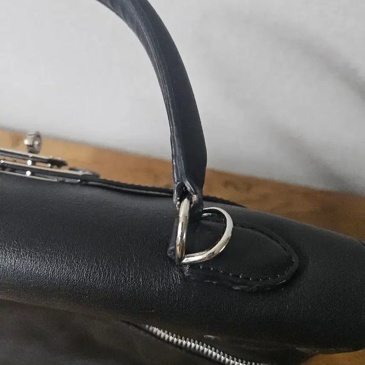 [BUNJANG] Leather Kelly Black Tote Bag / 소가죽 켈리 블랙 공황 토트백