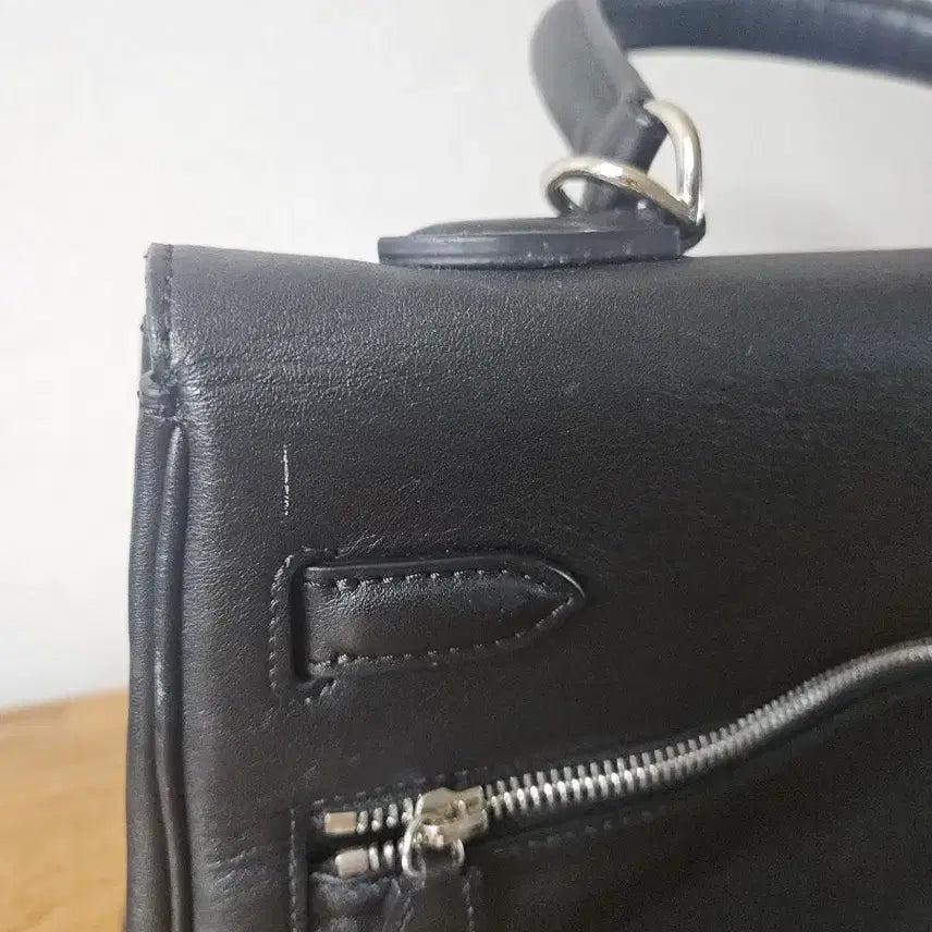 [BUNJANG] Leather Kelly Black Tote Bag / 소가죽 켈리 블랙 공황 토트백