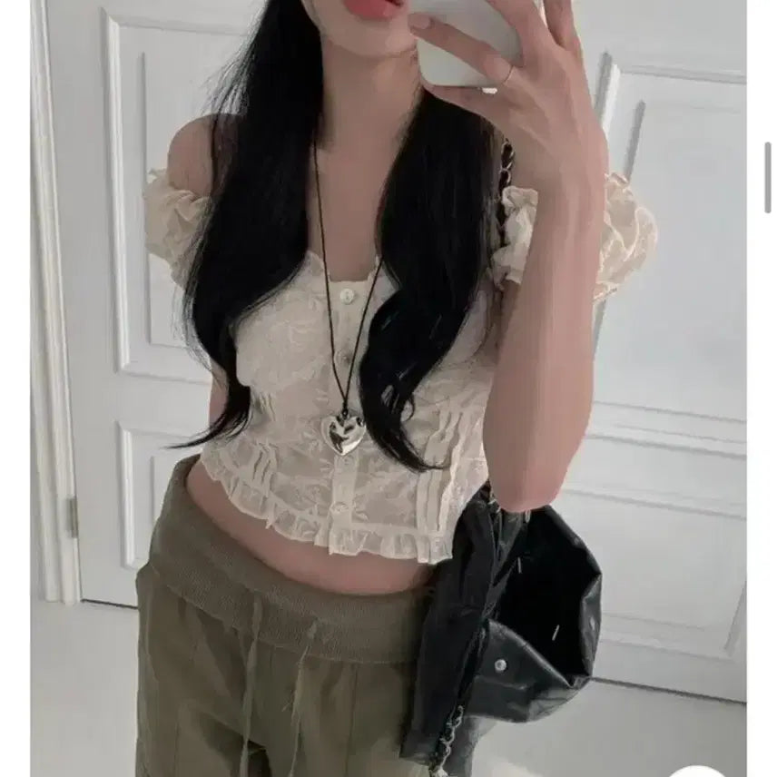 [BUNJANG] Modi Mood Lace Off-Shoulder Blouse / 모디무드 레이스 오프숄더 블라우스