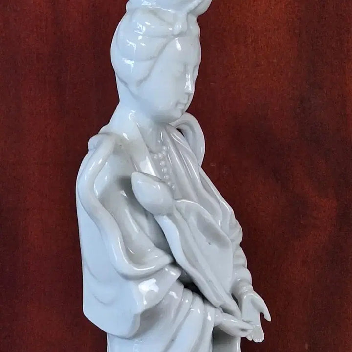 [BUNJANG] White Porcelain Avalokitesvara Bodhisattva Statue / 불교 백자 도자기 관음보살