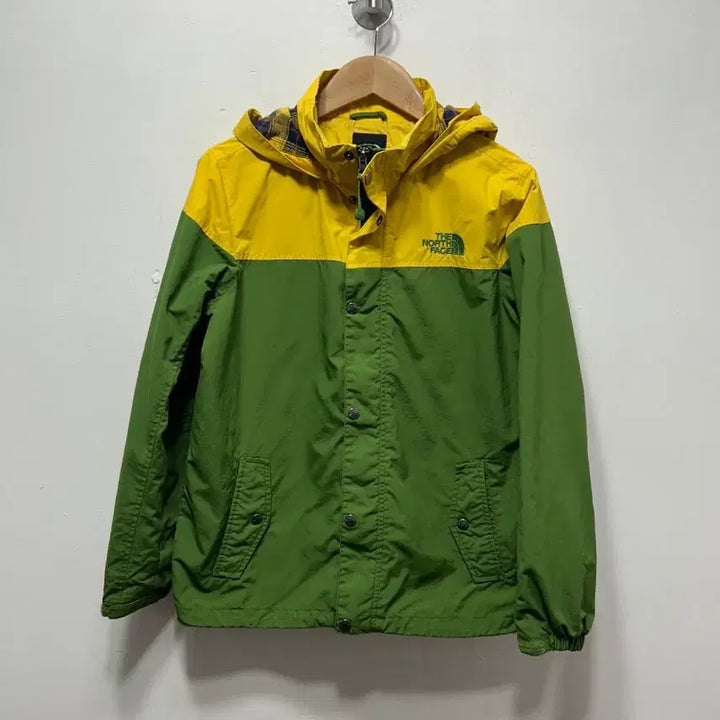 [SOLD OUT] 노스페이스 바람막이 옐로우/그린 후드 자켓 키즈 150사이즈