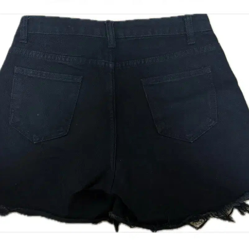 [BUNJANG] A-Line Cut Black Denim Shorts / A라인 절개 포인트 흑청반바지