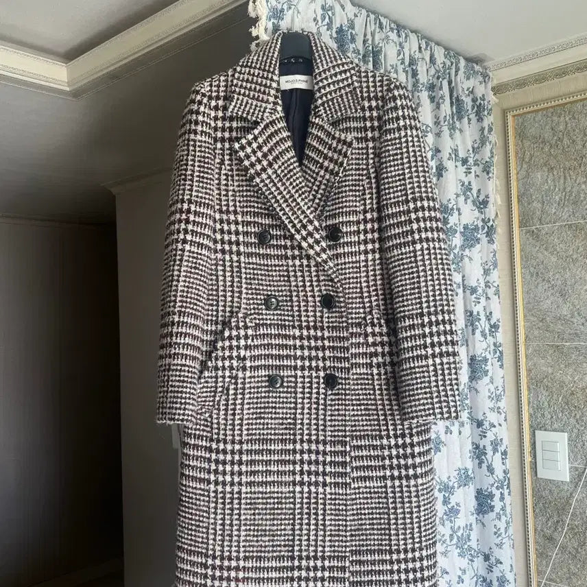 [BUNJANG] Moje Spie Wool Check Double-Breasted Coat / 모조에스핀 울 체크 코트