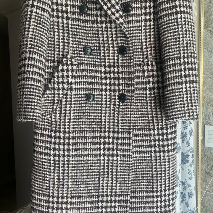 [BUNJANG] Moje Spie Wool Check Double-Breasted Coat / 모조에스핀 울 체크 코트