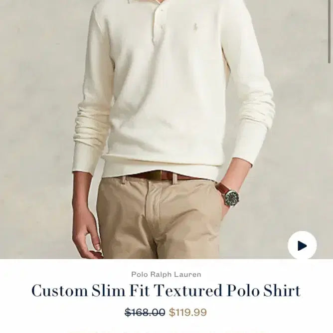[SOLD OUT] 폴로 랄프로렌 텍스쳐드 폴로 셔츠 커스텀 슬림핏 M