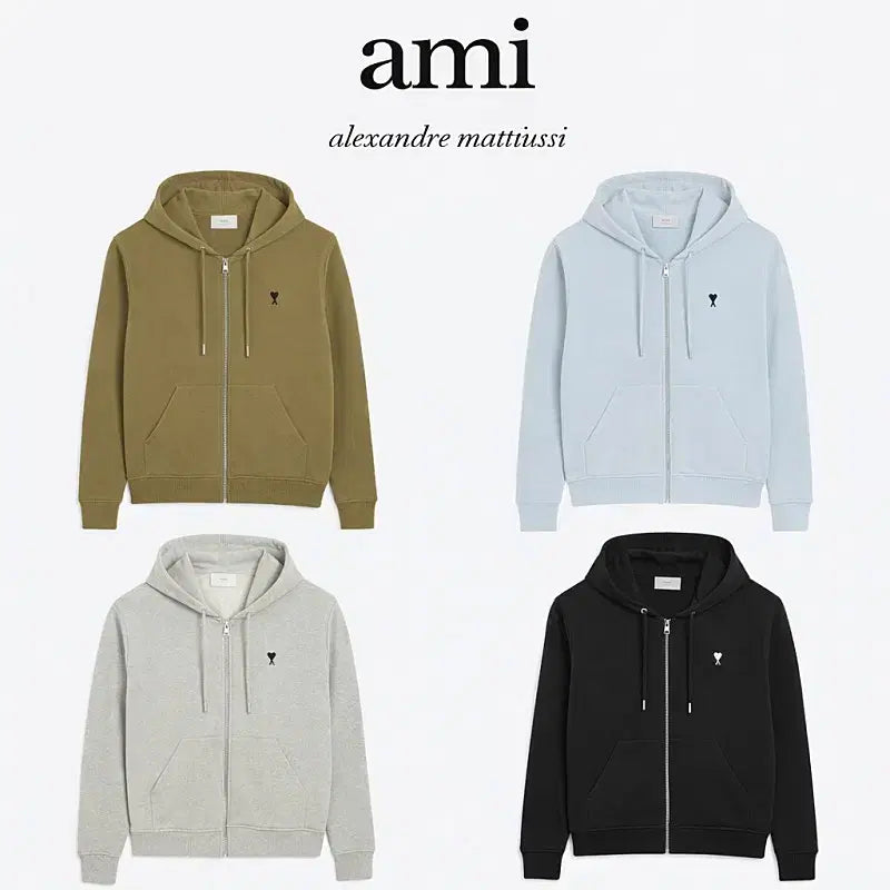 [BUNJANG] AMI de Coeur Small Logo Full Zip-up Hoodie / 아미 드 꾀흐 스몰로고 풀 집업[신상품/4가지색상]