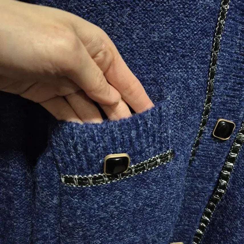 [BUNJANG] Vtg Navy Blue Cardigan Skirt Set / (세일)(새상품)vtg 네이비블루 가디건 스커트 셋업