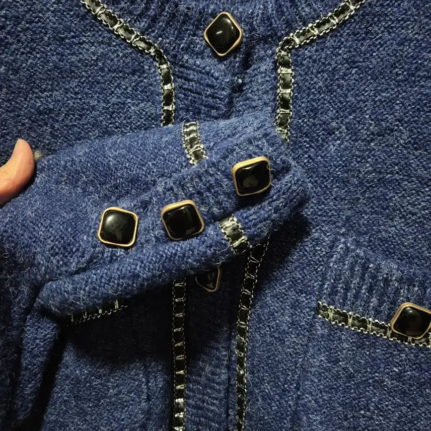 [BUNJANG] Vtg Navy Blue Cardigan Skirt Set / (세일)(새상품)vtg 네이비블루 가디건 스커트 셋업