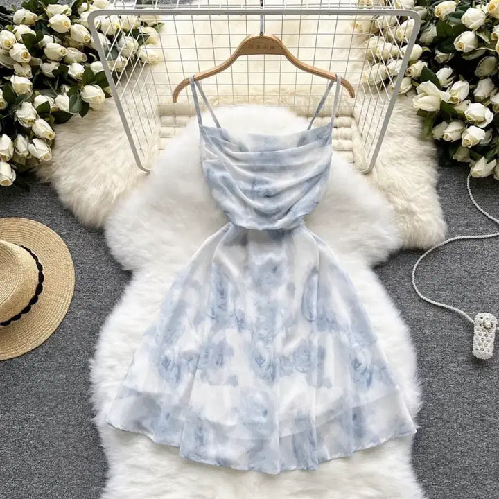 [BUNJANG] Yeori Fit Chiffon Floral Dress / 여리핏 쉬폰 플라워 원피스 봄 여름 바캉스 비치룩