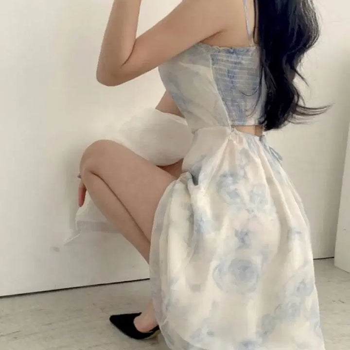[BUNJANG] Yeori Fit Chiffon Floral Dress / 여리핏 쉬폰 플라워 원피스 봄 여름 바캉스 비치룩