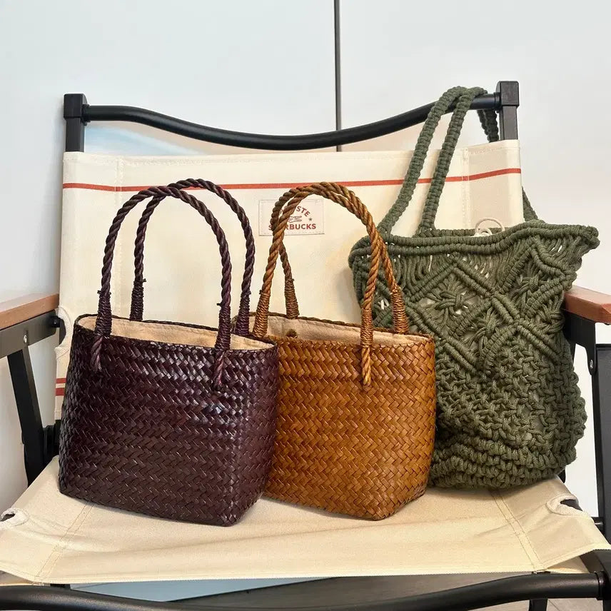 [BUNJANG] Rattan Mini Tote Bag Collection / 라탄 미니 토트백 숄더백 가방 백 바캉스 니트가방 뜨개 그물가방