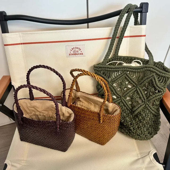 [BUNJANG] Rattan Mini Tote Bag Collection / 라탄 미니 토트백 숄더백 가방 백 바캉스 니트가방 뜨개 그물가방