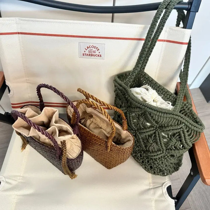 [BUNJANG] Rattan Mini Tote Bag Collection / 라탄 미니 토트백 숄더백 가방 백 바캉스 니트가방 뜨개 그물가방
