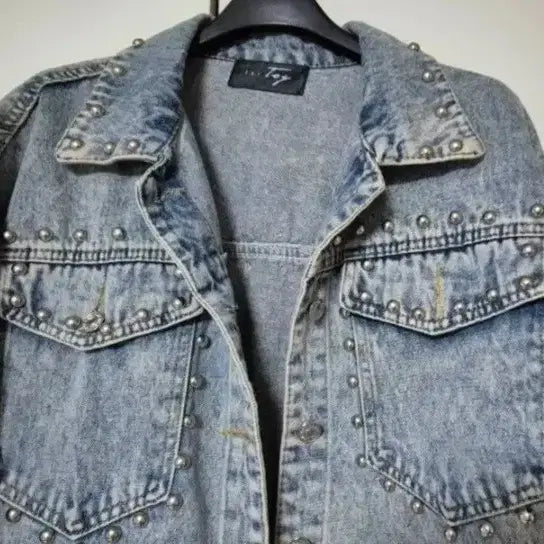 [BUNJANG] Studded Denim Crop Jacket / (새상품)스터드 데님 크롭 자켓 55~66