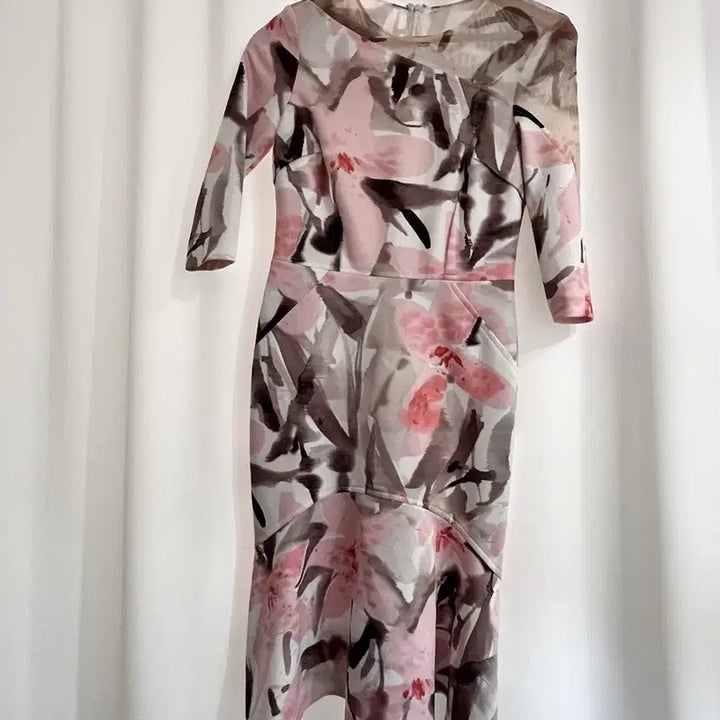 [BUNJANG] Teri Jon Floral Mesh Midi Dress / 플라워 패턴 미디 원피스