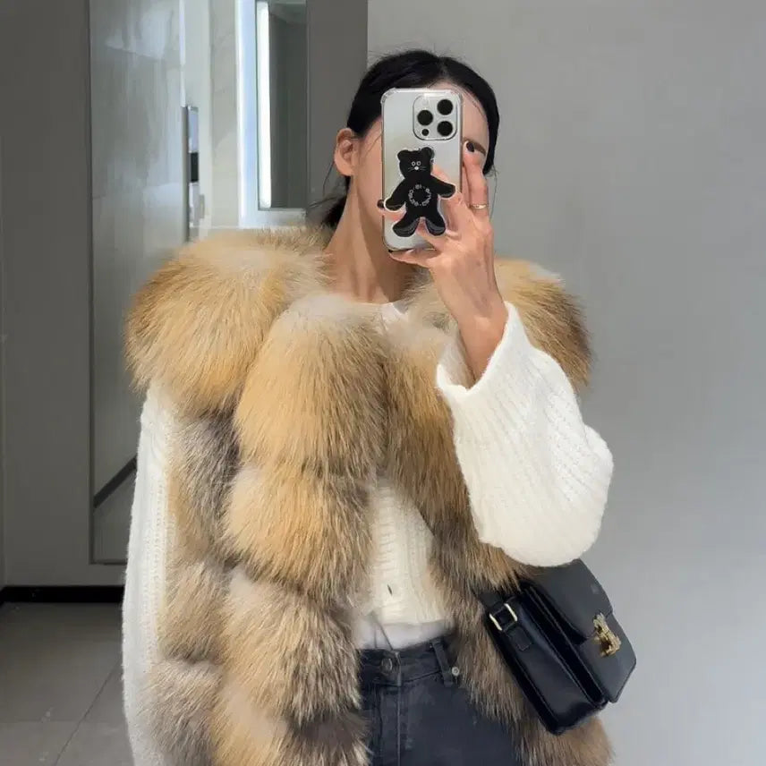 [BUNJANG] Pamia Vec Gold Saga Fox Fur Vest / [새상품] 파미아베크 골드 사가폭스 퍼조끼 퐁퐁이