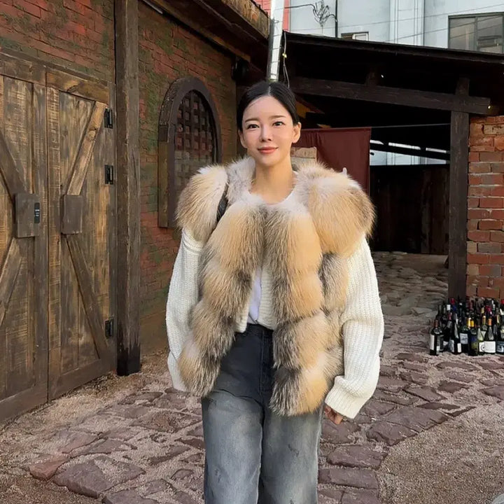 [BUNJANG] Pamia Vec Gold Saga Fox Fur Vest / [새상품] 파미아베크 골드 사가폭스 퍼조끼 퐁퐁이