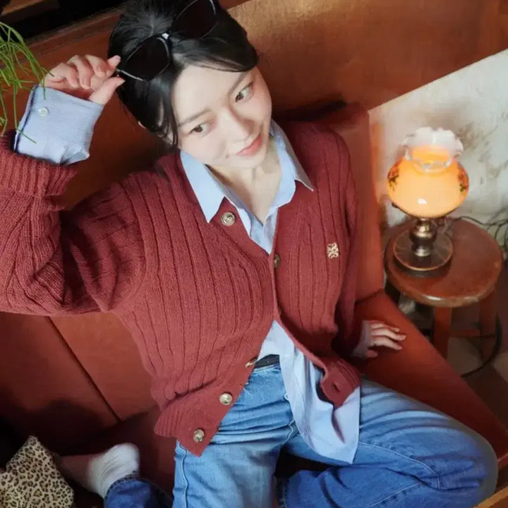 [BUNJANG] SATUR Cardigan Red/Burgundy (WS) / [1회착용] SATUR 세터 가디건 레드/버건디 ws