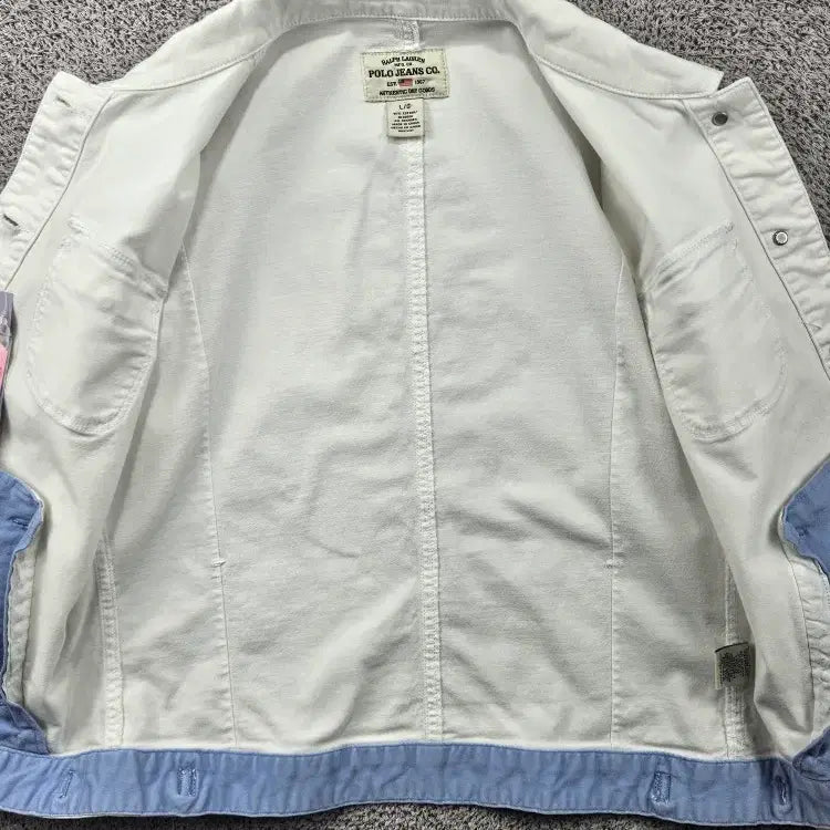[BUNJANG] Polo Jeans Company White Spandex Denim Work Jacket (L) / 폴로 진스 컴퍼니 화이트 스판 데님 워크 자켓 ( L ) / 11813