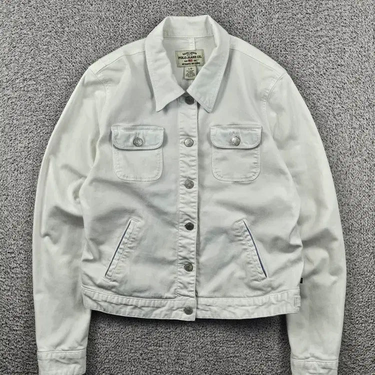 [BUNJANG] Polo Jeans Company White Spandex Denim Work Jacket (L) / 폴로 진스 컴퍼니 화이트 스판 데님 워크 자켓 ( L ) / 11813