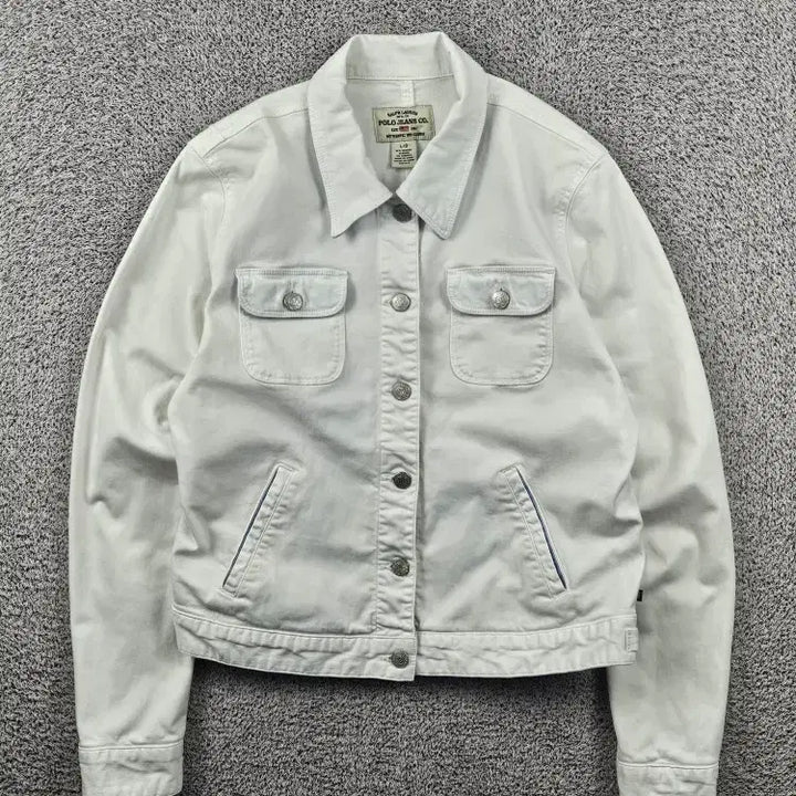 [BUNJANG] Polo Jeans Company White Spandex Denim Work Jacket (L) / 폴로 진스 컴퍼니 화이트 스판 데님 워크 자켓 ( L ) / 11813