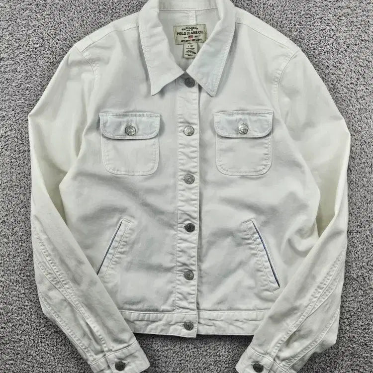 [BUNJANG] Polo Jeans Company White Spandex Denim Work Jacket (L) / 폴로 진스 컴퍼니 화이트 스판 데님 워크 자켓 ( L ) / 11813