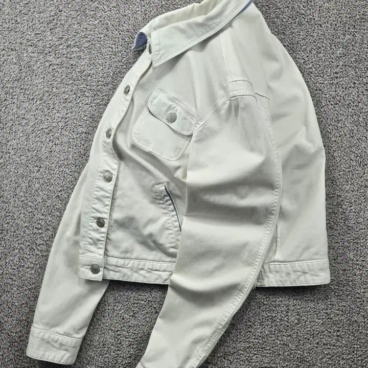 [BUNJANG] Polo Jeans Company White Spandex Denim Work Jacket (L) / 폴로 진스 컴퍼니 화이트 스판 데님 워크 자켓 ( L ) / 11813