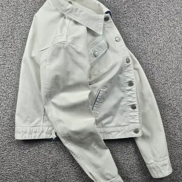 [BUNJANG] Polo Jeans Company White Spandex Denim Work Jacket (L) / 폴로 진스 컴퍼니 화이트 스판 데님 워크 자켓 ( L ) / 11813