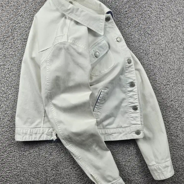 [BUNJANG] Polo Jeans Company White Spandex Denim Work Jacket (L) / 폴로 진스 컴퍼니 화이트 스판 데님 워크 자켓 ( L ) / 11813