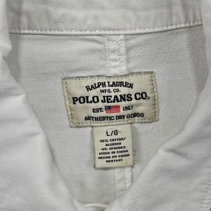 [BUNJANG] Polo Jeans Company White Spandex Denim Work Jacket (L) / 폴로 진스 컴퍼니 화이트 스판 데님 워크 자켓 ( L ) / 11813