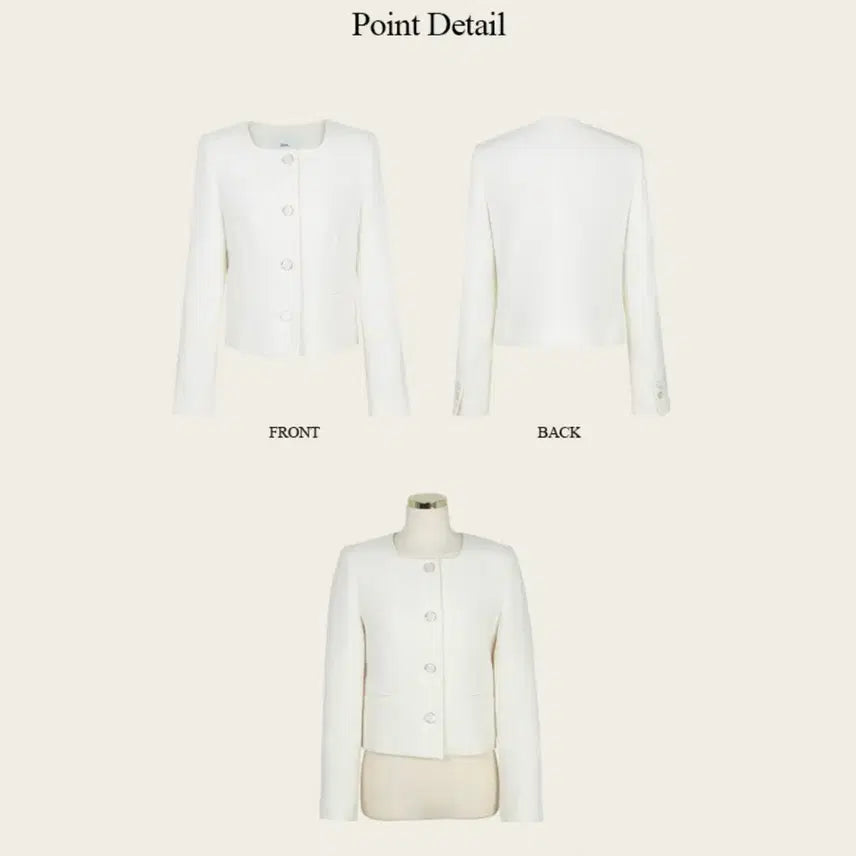 [SOLD OUT] 로엠 스퀘어넥 트위드 크롭 자켓 M (아이보리) 판매합니다.