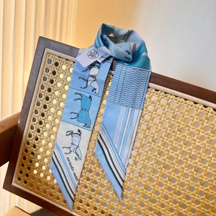 [BUNJANG] Hermes Twilly Scarf Blue Pattern / 에르메스 트윌리 스카프 블루 패턴