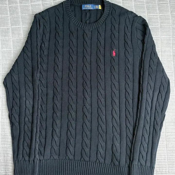[BUNJANG] Polo Ralph Lauren Navy Cable Knit Sweater L / 폴로 랄프로렌 네이비 케이블 니트 L