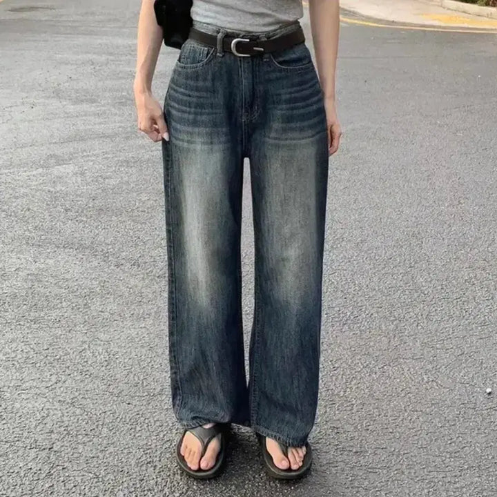 [BUNJANG] Hiniqu Summer Wide Jeans / 히니크 자체제작 리고 썸머 와이드팬츠 진청바지 데님 하이웨스트 와이드바지